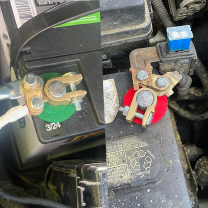 Ampper Brass Battery Terminal Connectors, Top Post Battery Terminals Connector Battery Cable Ends for Marine Car Boat RV Vehicles (1 Pair)