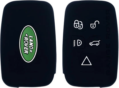 Black Remote Smart Key Fob Silicone Case Cover Protector Holder Compatible with Land Rover LR2 LR4 Discovery Range Rover Sport Evoque