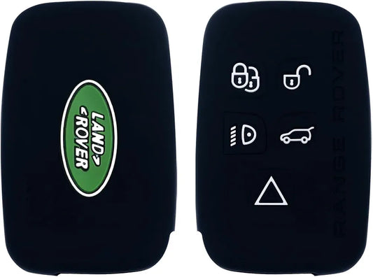 Black Remote Smart Key Fob Silicone Case Cover Protector Holder Compatible with Land Rover LR2 LR4 Discovery Range Rover Sport Evoque