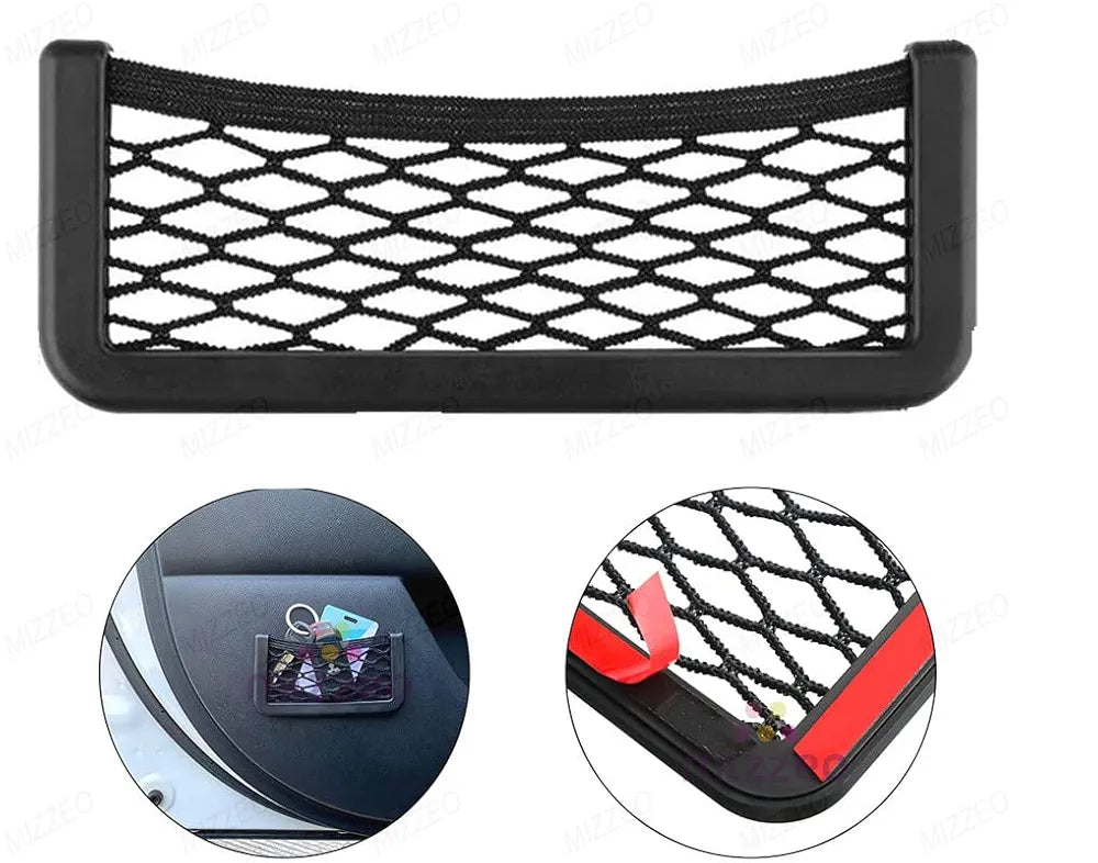 Car Storage Net Back Stick on Car Net Pocket Mesh Car Organizer Car Net Pocket Seat Side Storage for Phone Holder Pocket Organizer