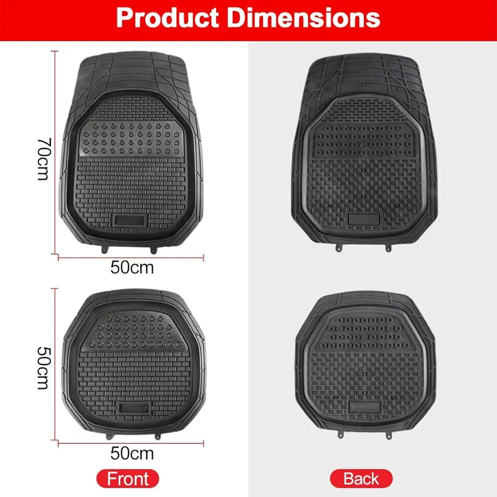 4 Piece Automotive Floor Mats Black Universal Fit Heavy Duty Rubber for all weather protection fits most Cars, SUVs, and Trucks
