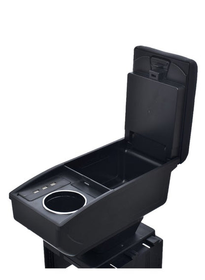 Car Armrest Center Console with Storage Box Leather and Plastic Premium Material with Cup Holder Ashtray USB and Armrest Pads