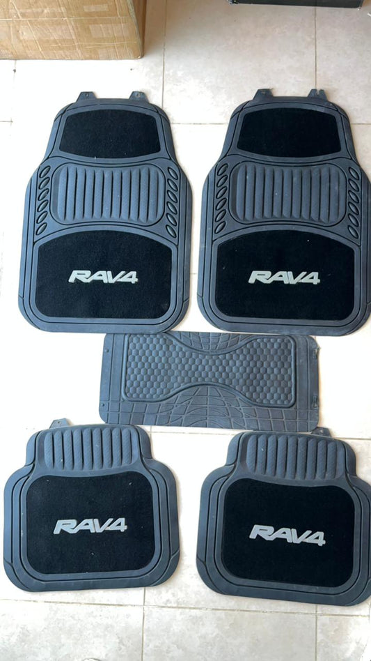 RAV4 Black Luxury Carpet & Rubber Floor Mats – Premium 5PCS Universal Set