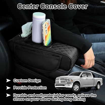 Center Console Armrest Vinyl Leather Trim, Car Armrest Cushion, Anti-Scratch, Suitable for Most Vehicle