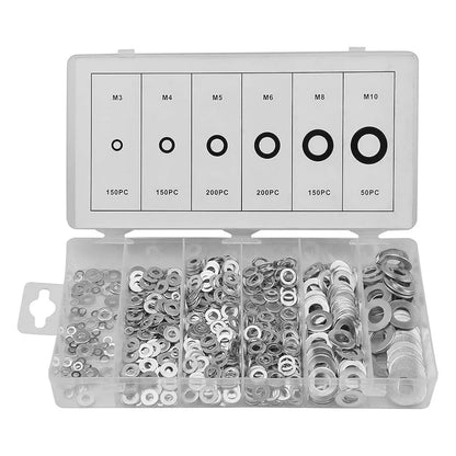 Steel Washer, 900pcs M3-M10 A3 Steel Plain Washers Spacer Assortment Set Fit for Screws Bolts, Screw, Flat Washers