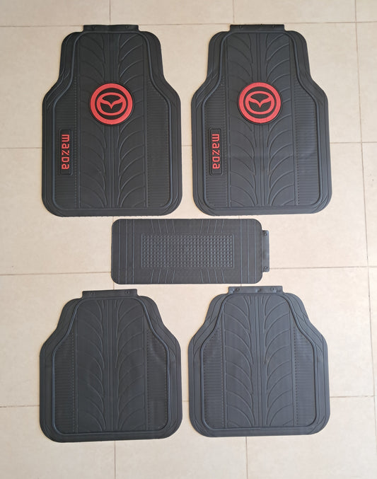 Mazda Red logo Premium Line Rubber Mats – Waterproof Anti-Slip 5 Piece Set