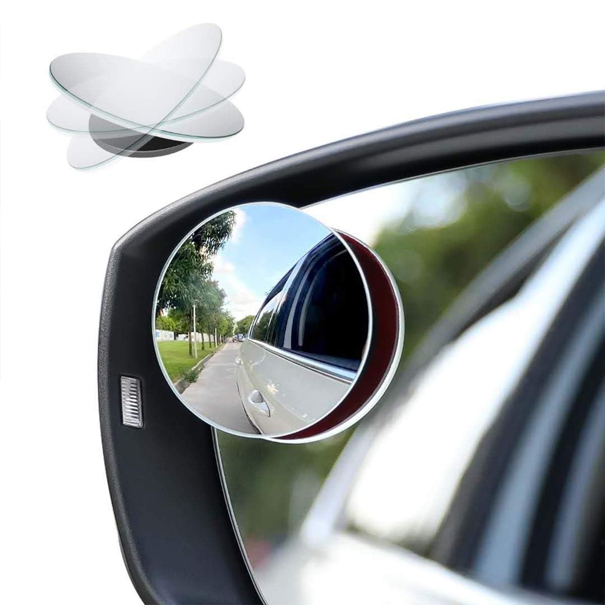 Ampper Blind Spot Mirror, 2" Round HD Glass Frameless Convex Rear View Mirror, Pack of 2