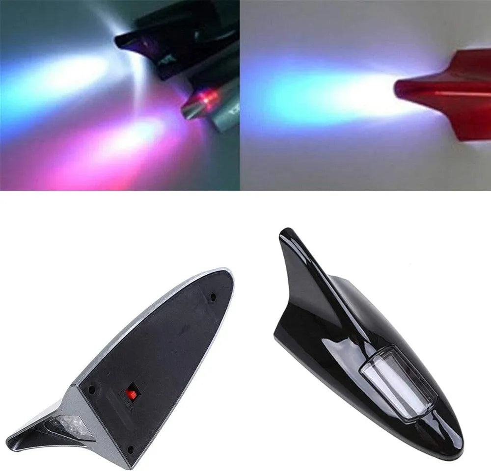 Automobile Shark Fin LED Antenna, Solar Power Car Shark Fin Shape Roof Antenna LED Car Styling Warning Flash Tail Light,for All Car