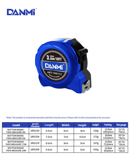 3 meters DANMI Self Locking Gripper Measuring Tape High Carbon Steel Blade
