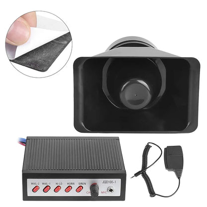 12V 100W 5 Sounds Loud Electronic Safety Horn, Car Warning Alarm with 5 Tones Loud Speaker, Siren Safety Horn Warning Speaker for Vehicles