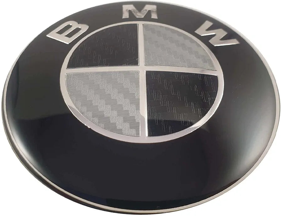 BMW 68mm Logo, Emblem, Badge, Anagram, Front for Car Hood log001a (Black - White Chrome)