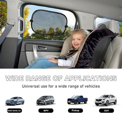 2 PCS Car Window Shade, 14"×17" Rear Side Window Sunshade Protector with Suction Cups, Foldable Sunlight Shield Blocks Sun, Glare and UV Rays, Universal Car Accessories