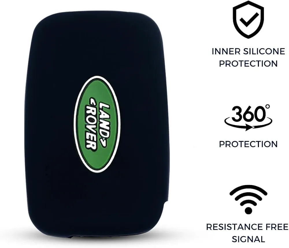 Black Remote Smart Key Fob Silicone Case Cover Protector Holder Compatible with Land Rover LR2 LR4 Discovery Range Rover Sport Evoque
