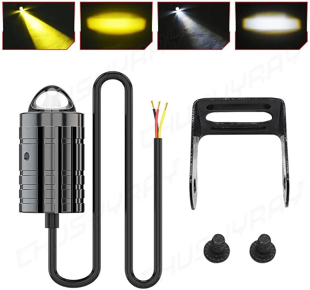 2X LED Headlight Yellow White Hi/Lo Spot Light Driving Fog Lamp ATV