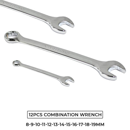 37pcs Spanner Socket Ratchet Wrench Set 1/2" Drive Car Repair Tool Kit Red