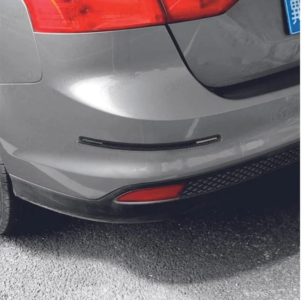 Universal Black & Chrome Anti-Collision Patch Bumper and Door Guard Strip Anti-Scratch Bumper Protector Trim Compatible with All Cars & SUVs (Pack of 4)