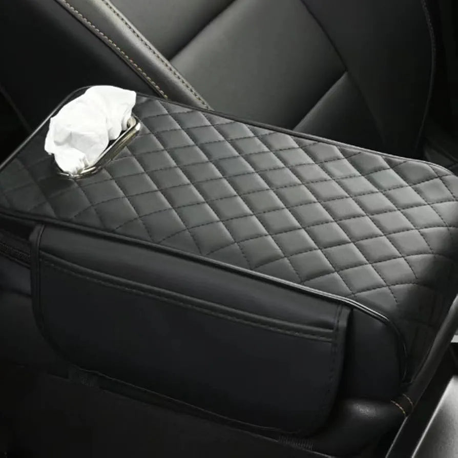 Car Console Armrest Cover with Memory Foam Cushion & Tissue Storage