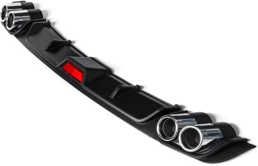 For All Cars Rear Bumper Diffuser Lip Spoiler Quad Exhaust Tip Decoration w/ Stop Light