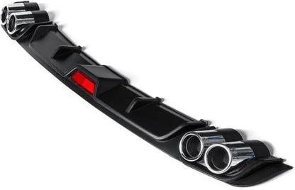 For All Cars Rear Bumper Diffuser Lip Spoiler Quad Exhaust Tip Decoration w/ Stop Light