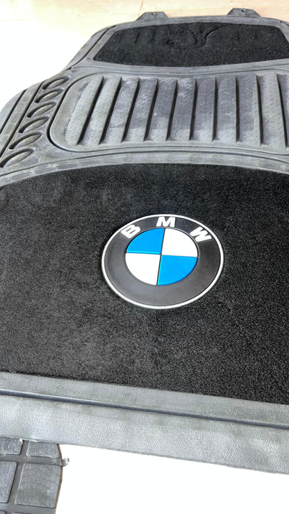 BMW Black Luxury Carpet & Rubber Floor Mats – Premium 5PCS Universal Set