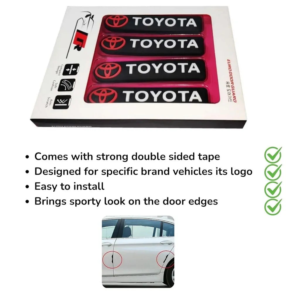 Car Rubber Door Edge Guard Suitable for Toyota Cars, Set of 4pcs Anti Scratch and Anti Collision, Black Color