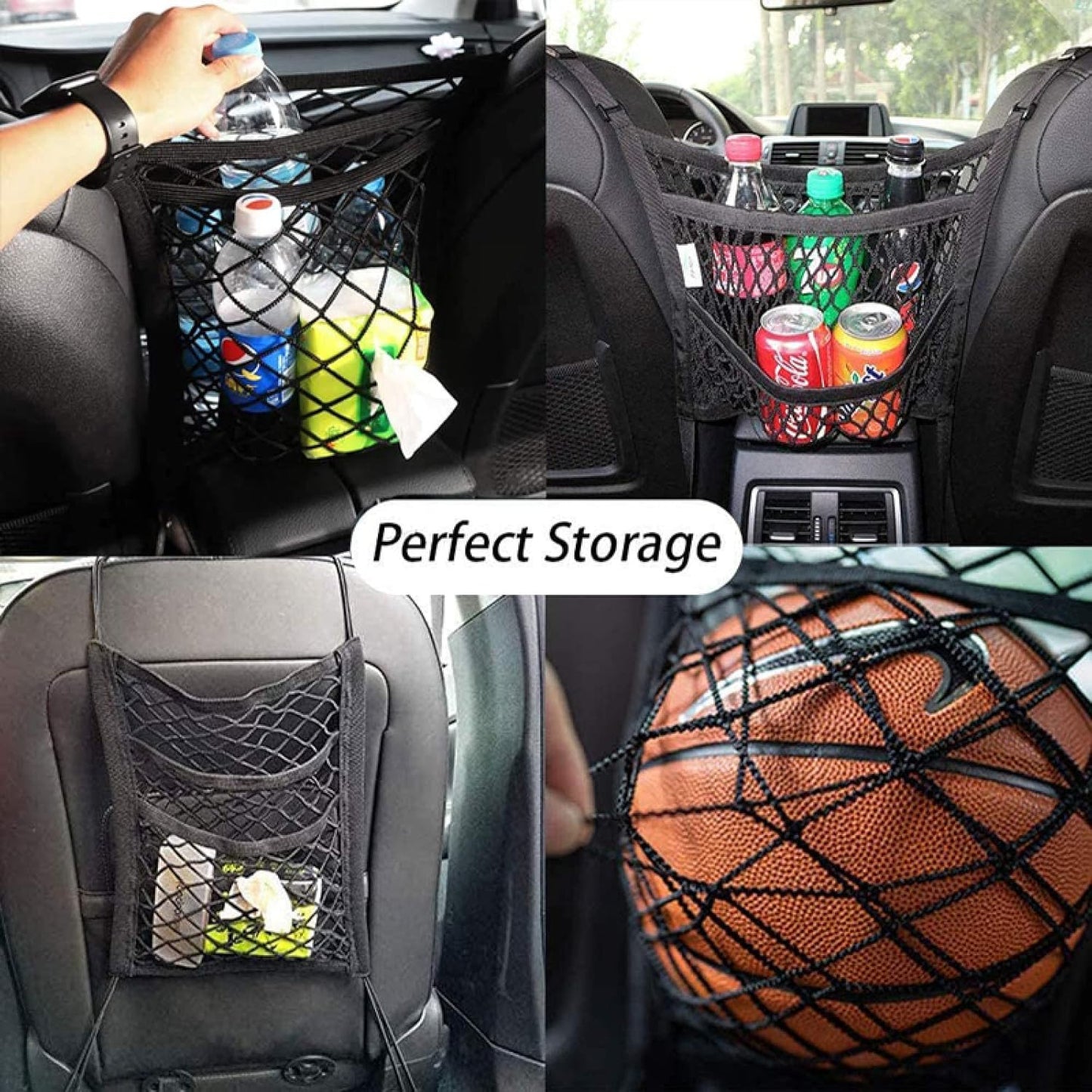 Car Backseat Organizer Pouch Adjustable Storage Bag for Handbags Snacks and Essentials Fit for Front Seat Keeps Car Clean and Organized