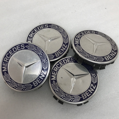 SET (4) CENTER CAPS REPLICA MERCEDES-BENZ B, C, CL, CLA, E Navy Blue
