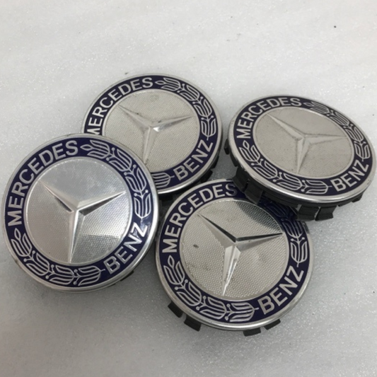 SET (4) CENTER CAPS REPLICA MERCEDES-BENZ B, C, CL, CLA, E Navy Blue