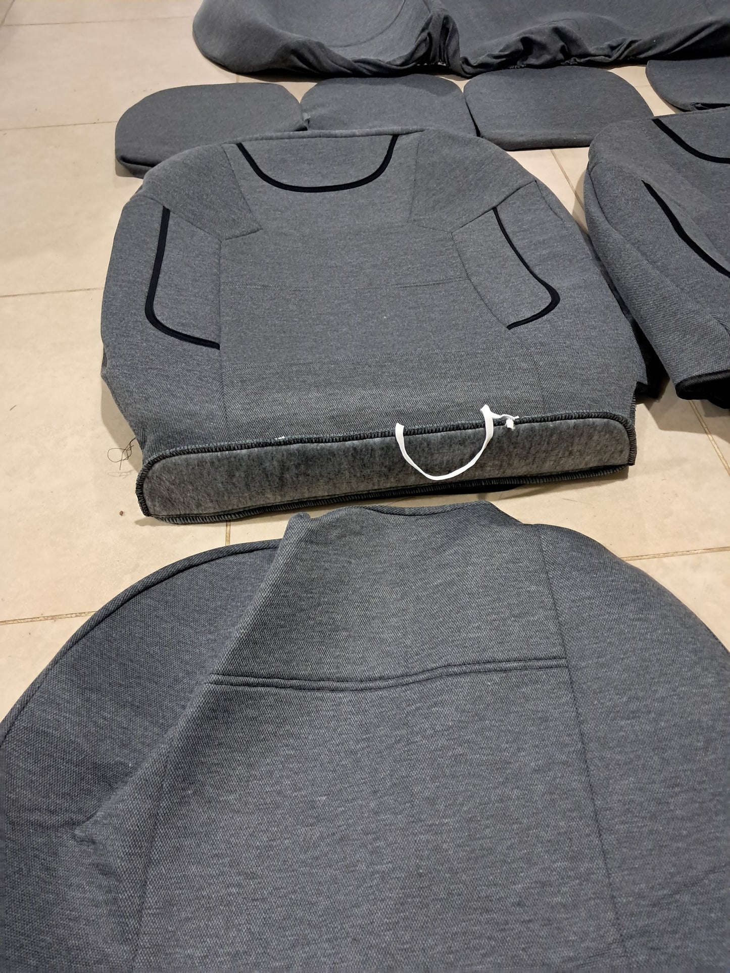 Universal Grey Car Seat Cover Set – Fabric with Foam Padding (Full Set + 4 Headrests)
