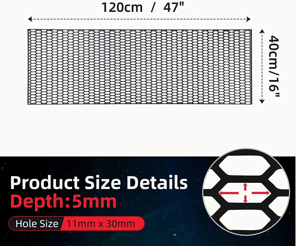 120×40 CM Car Racing Honeycomb Hex Mesh Grill Spoiler Bumper Vent New Black Plastic