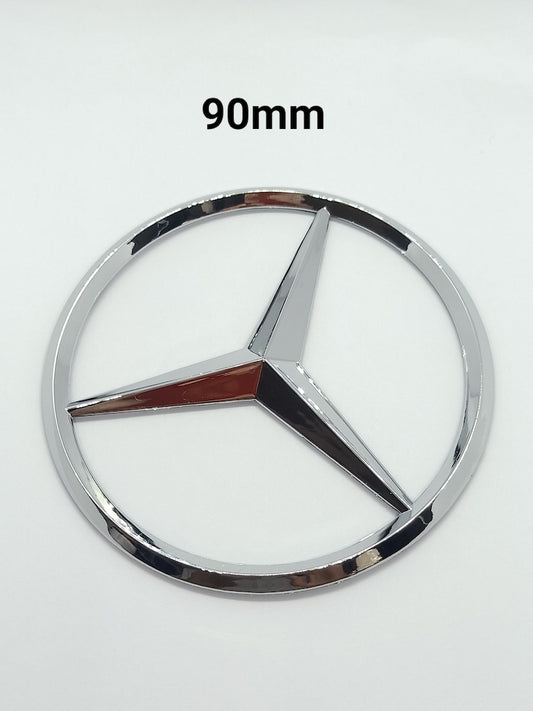 Silver 9 cm Rear Trunk Emblem Badge Decal Sticker for Mercedes Glossy
