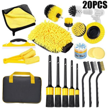 Car Cleaning Set, 20 Pieces Car Care Set, Car Detailing Brush Car Wash Set for Car Cleaning Interior and Exterior, Air Vent, Dashboard, Motor, Wheels, Household Cleaning