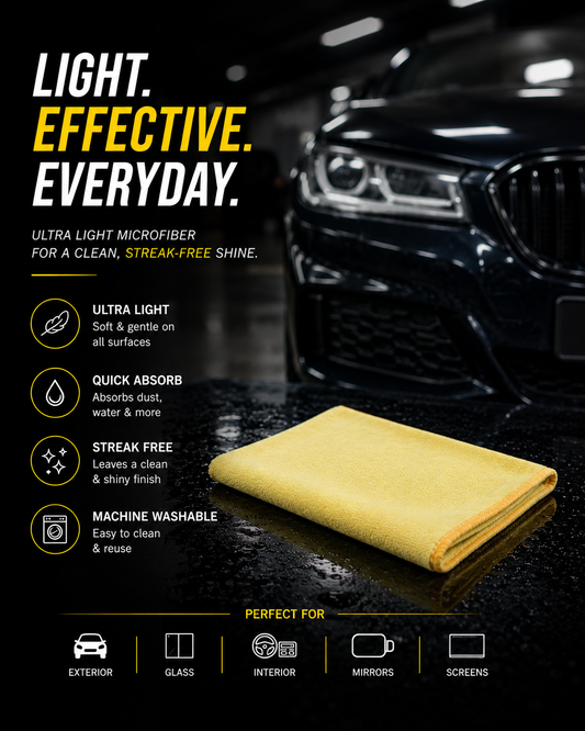 Ultra Light Microfiber Cleaning Cloth – Soft Multi-Purpose Detailing Towel