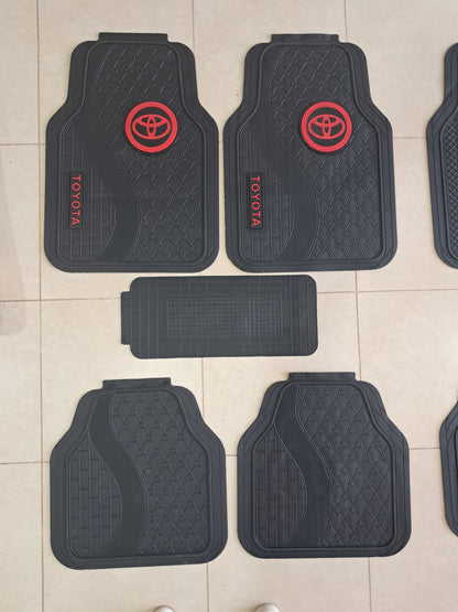 Toyota Red Logo 3D Luxury Rubber Floor Mats – Universal 5PCS Set