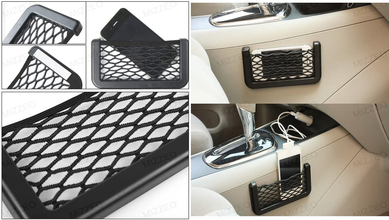 Car Storage Net Back Stick on Car Net Pocket Mesh Car Organizer Car Net Pocket Seat Side Storage for Phone Holder Pocket Organizer
