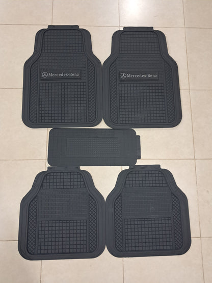 Mercedes Grey Logo SportLine Rubber Floor Mats – Anti-Slip All-Season 5 Piece Set