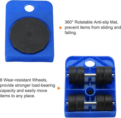 Pallet Breaker 12" Carbon Steel Deck Board Pry Bar Puller Removal Tool with Non-Slip Handle and Pulleys for Moving Carrying Removing, Blue