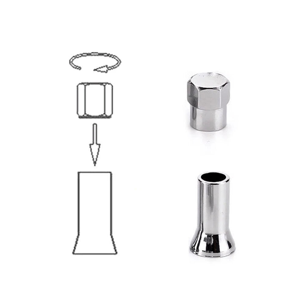 10Pcs Universal Car Tire Wheel Valve Stem Covers TR414 Chrome Hex Caps w/ Sleeve