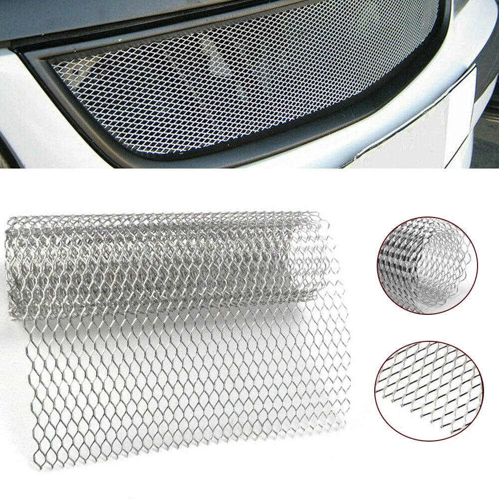 100×30 CM Silver Aluminum Front Car Hood Vent Grille Net Mesh Grill Cover Accessories