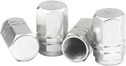 4 pcs Silver Valve Cap Car Tire Caps Aluminum Alloy Tire Valves Stem for Car Air Air