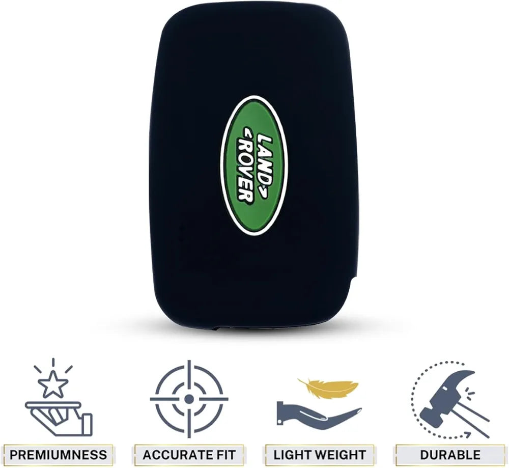 Black Remote Smart Key Fob Silicone Case Cover Protector Holder Compatible with Land Rover LR2 LR4 Discovery Range Rover Sport Evoque
