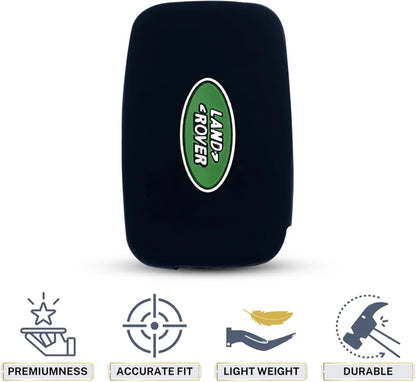 Black Remote Smart Key Fob Silicone Case Cover Protector Holder Compatible with Land Rover LR2 LR4 Discovery Range Rover Sport Evoque