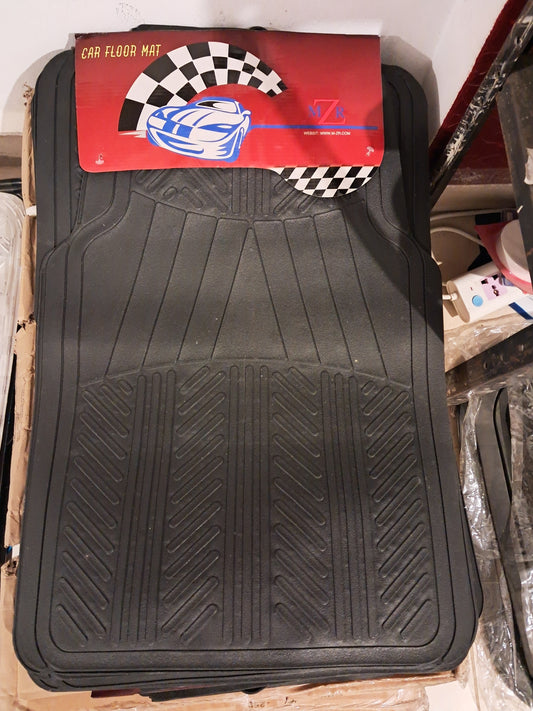 4-Pieces Black Basic Rubber Floor Mat