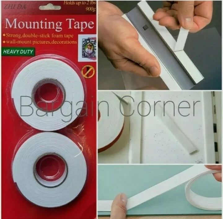 Mounting Tape Double Sided Sticky Wall Mount Picture Frame Craft Upto 2LBS 1 - 2