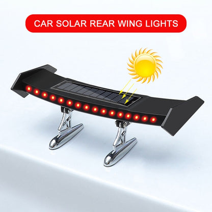 12V Black Mini Solar Energy LED Rear Wing Spoiler Auto Car Trunk Tail Decoration