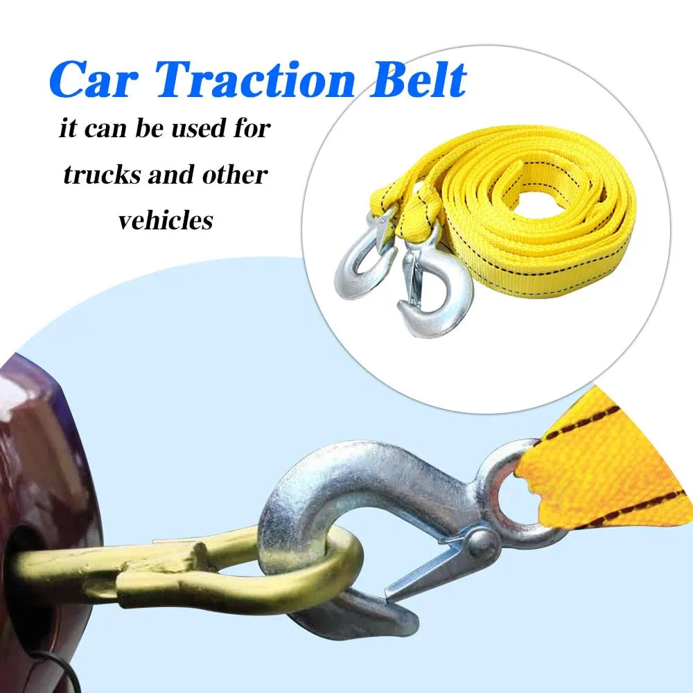 Tow Strap with Hooks, Tow Ropes Metal Safety Hooks, Heavy Duty Recovery Rope for Vehicle Emergency Recovery, Best Towing Accessory Universal for All Cars