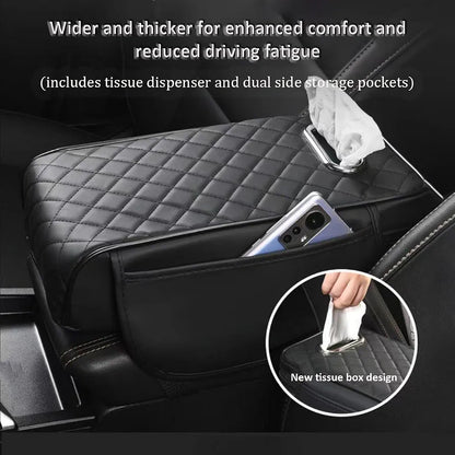 Car Console Armrest Cover with Memory Foam Cushion & Tissue Storage