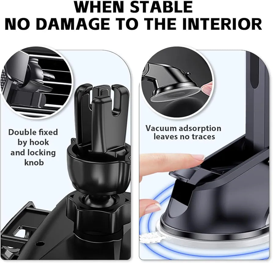 Car Phone Holder, Phone Holder Vent，CarWindshield Dashboard Truck Suction Cup, 360°Adjustable, Automobile Cradles Universal,car Phone Holders for iPhone Size 4.7inch-7inch