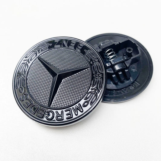 MERCEDES BENZ C E S CLASS FRONT HOOD BADGE GLOSS BLACK EMBLEM A2048170616 57MM