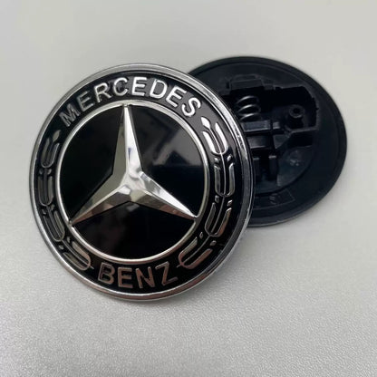 Logo hood Mercedes Benz Bonnet Badge Emblem Black Silver 57mm emblem CLASS C E CLK S